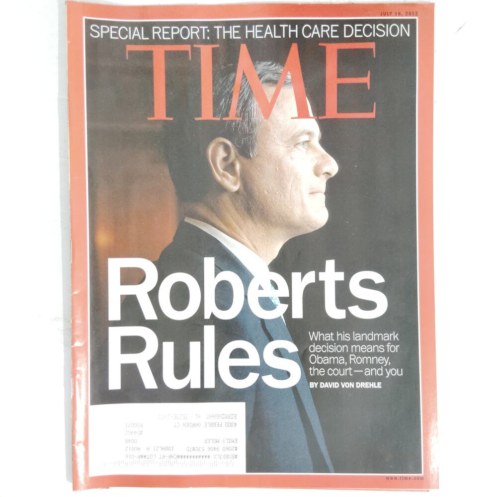Time Mag July 16 2012 Roberts Rules Health Care Decision, Breaking Bad Series